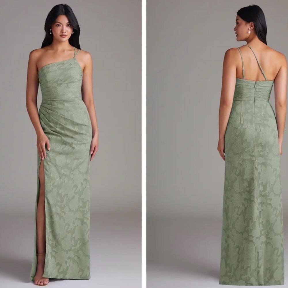 Azazie One-Shoulder Dress in Agave